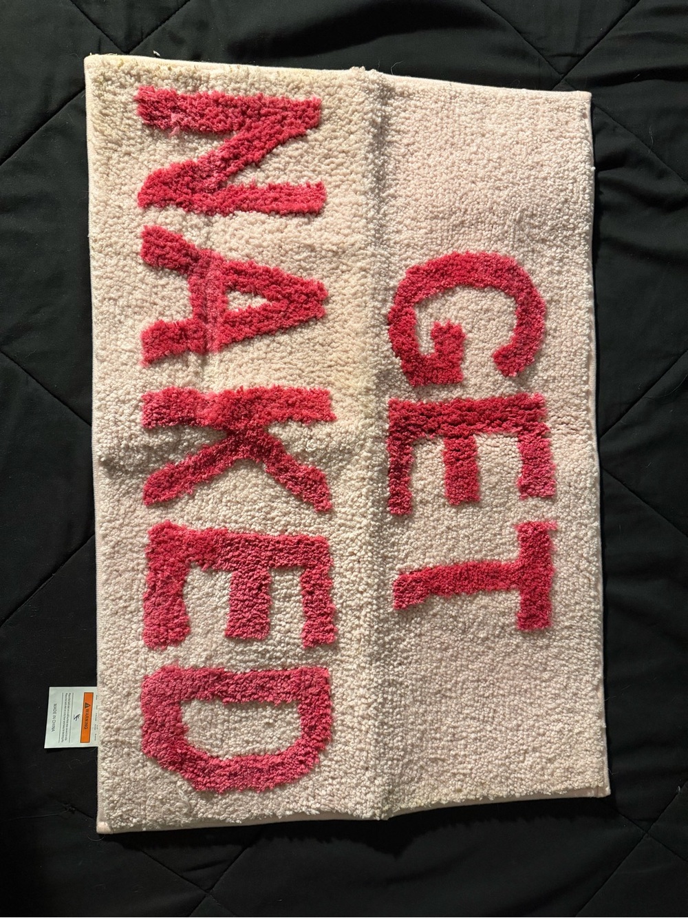 Plush Pink 'GET NAKED' Bath Mat